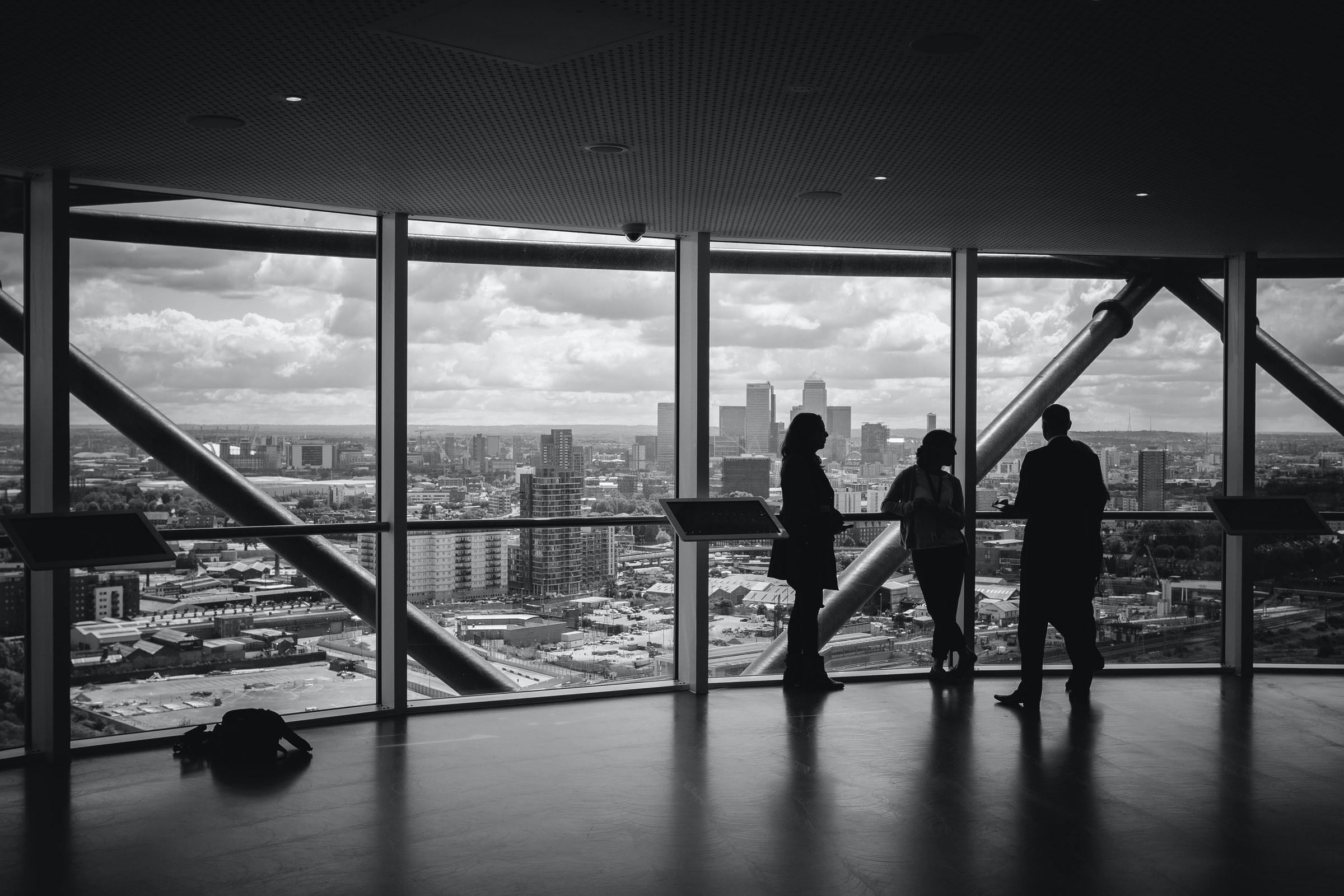 Meeting by a large window